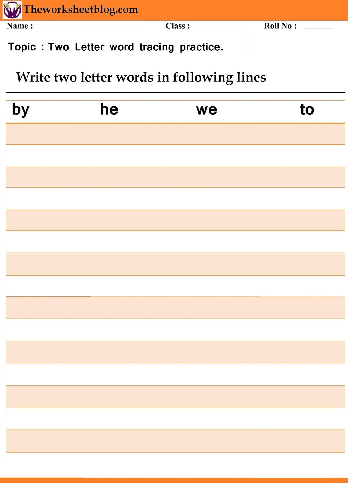 Two Letter Words Tracing Worksheets Letter Tracing Worksheets