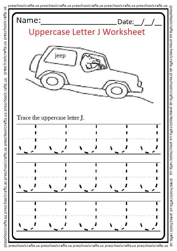 Uppercase Letter J Worksheets Free Printable Preschool And Kindergarten