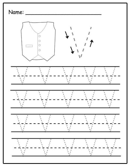 Uppercase Letter V Tracing Sheet Preschool Crafts