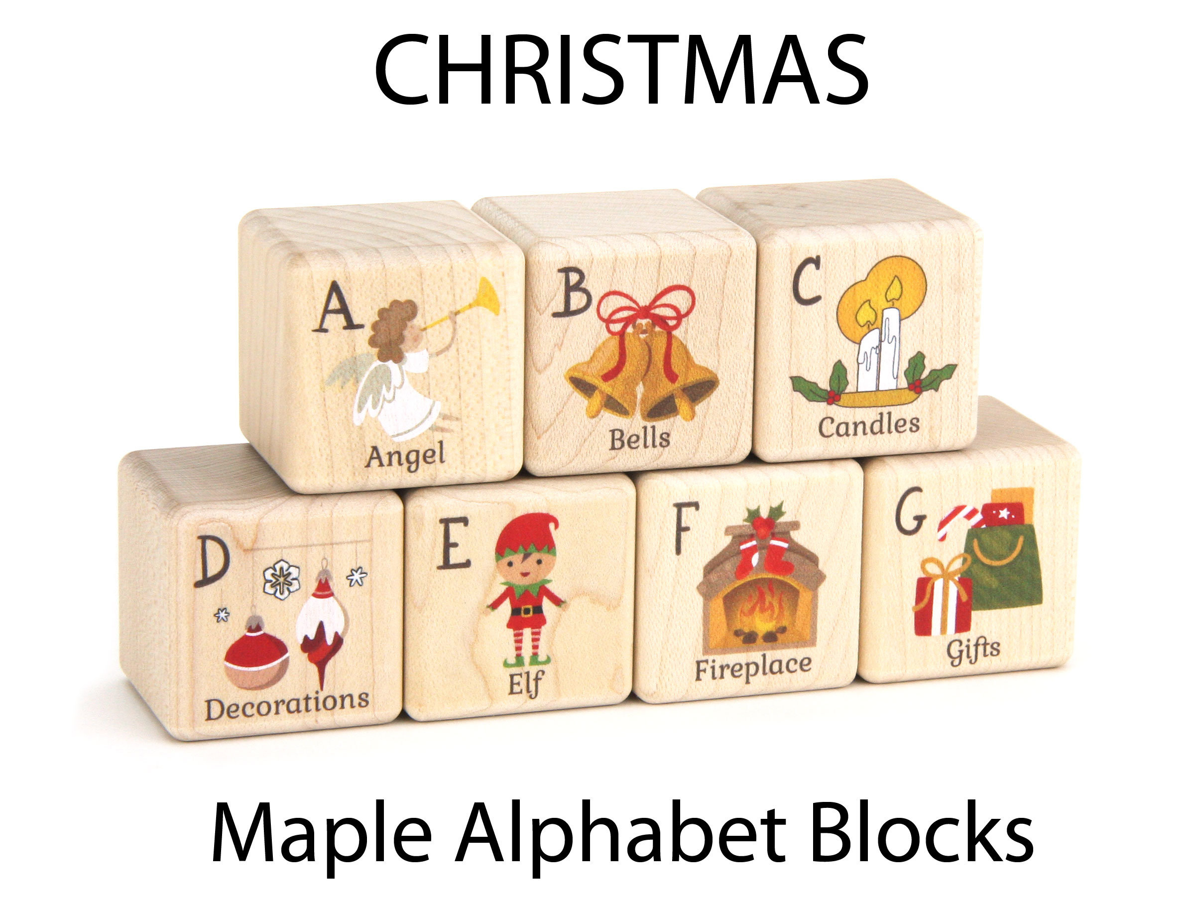 27 Pc Christmas Letter Maple Alphabet Blocks Color Wooden regarding Christmas Alphabet Blocks