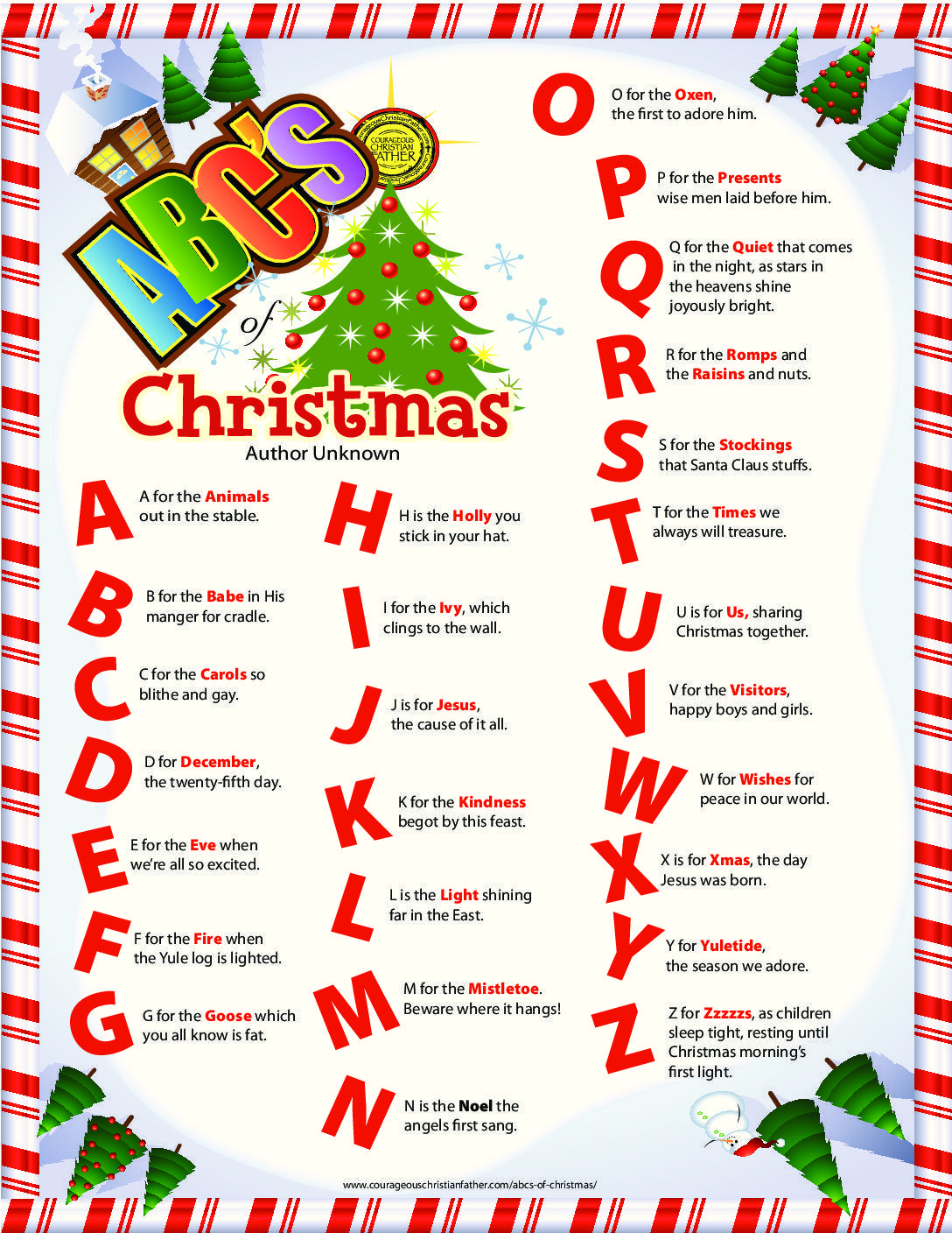 A-Z Of Christmas - Courageous Christian Father with A Christmas Alphabet Poem