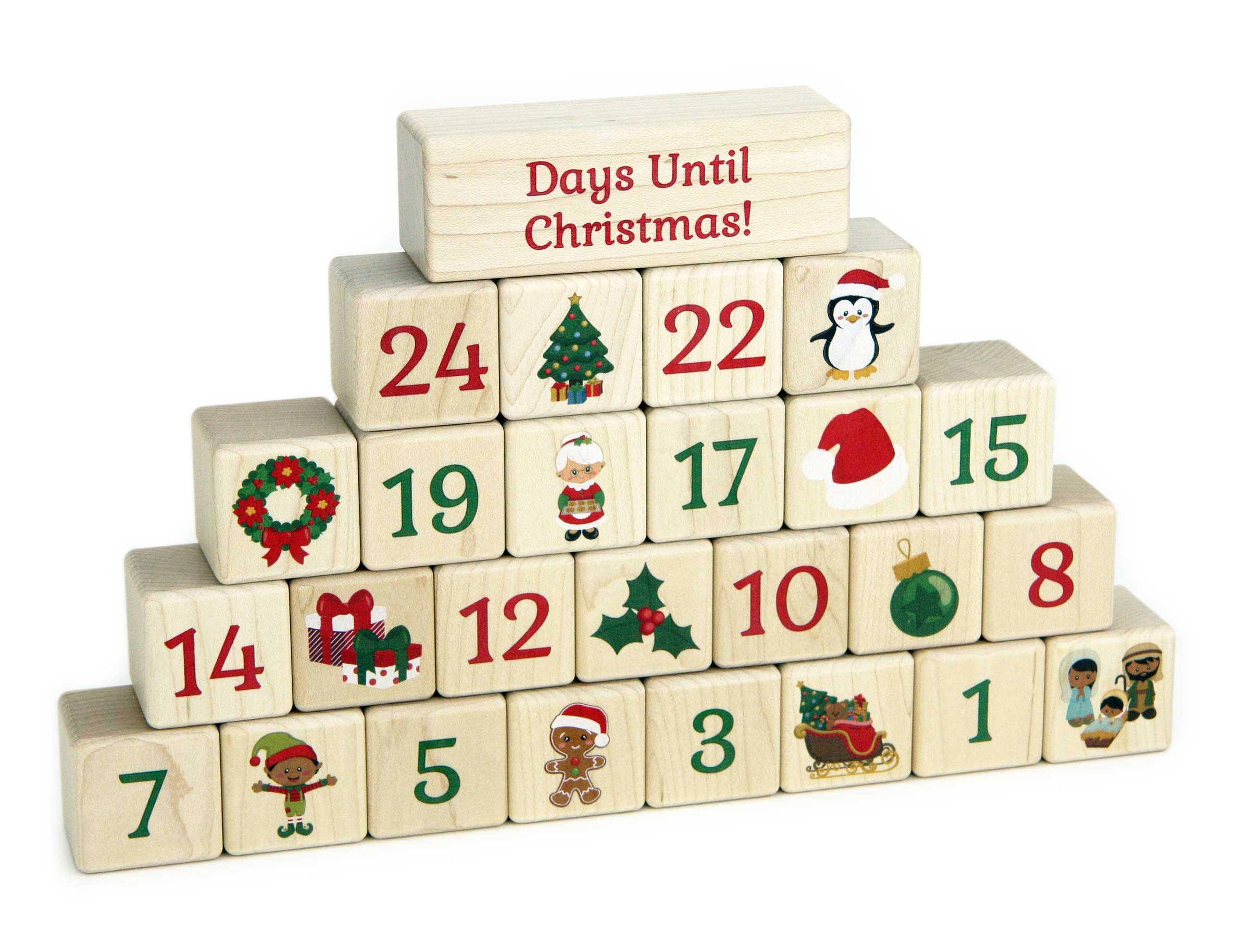 Advent Calendar 26 Piece Maple Blocks Set Christmas Countdown inside Christmas Alphabet Blocks