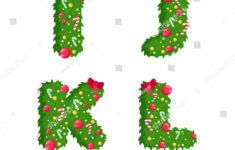 Alphabet Vector Christmas Theme Red Green Stock Vector (Royalty intended for Alphabet Christmas Theme