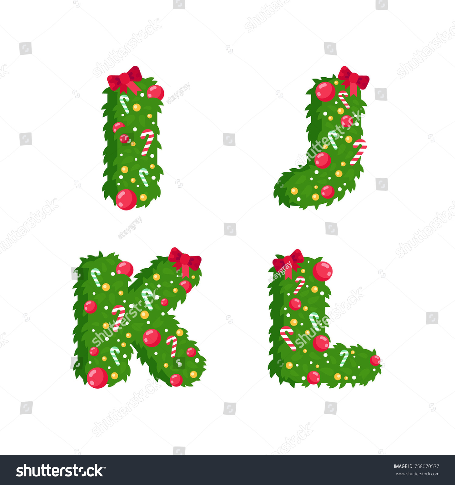 Alphabet Vector Christmas Theme Red Green Stock Vector (Royalty intended for Alphabet Christmas Theme