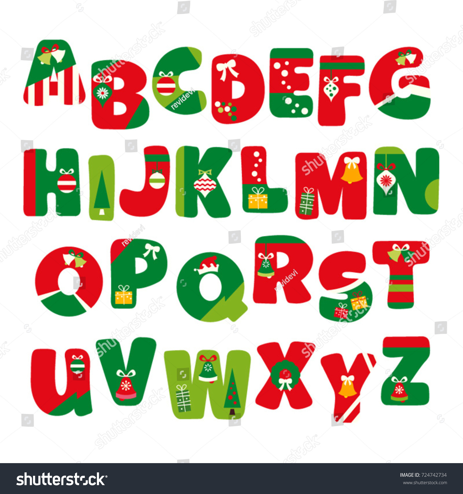 Alphabet Vector Christmas Theme Red Green Stock Vector (Royalty with Christmas Themed Alphabet Letters