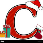 Capital Letter C With Red Santa'S Hat And Christmas Design Within Christmas Alphabet Letter C