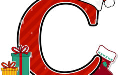Capital Letter C With Red Santa'S Hat And Christmas Design within Christmas Alphabet Letter C