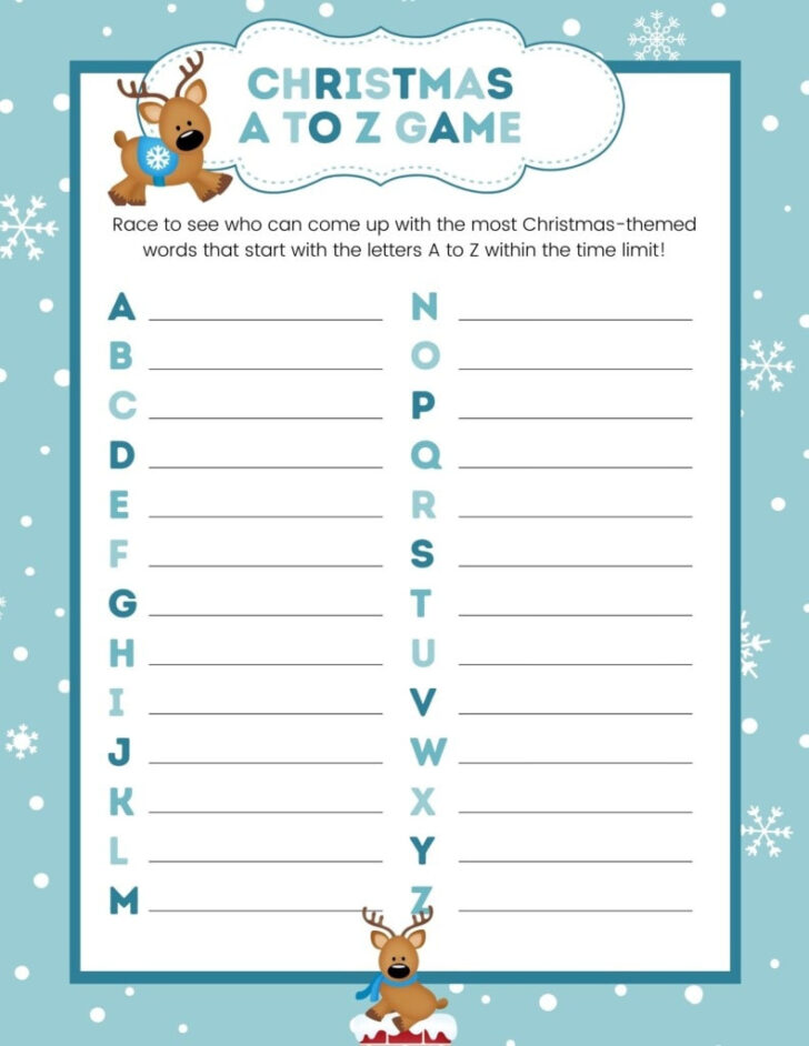 Christmas Alphabet Challenge Answers