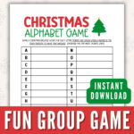 Christmas A Z Game Printable, Fun Group Christmas Game, Family Within Christmas Alphabet Challenge Answers