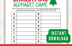 Christmas A-Z Game Printable, Fun Group Christmas Game, Family within Christmas Alphabet Challenge Answers