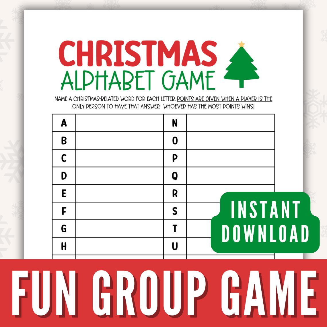 Christmas A-Z Game Printable, Fun Group Christmas Game, Family within Christmas Alphabet Challenge Answers