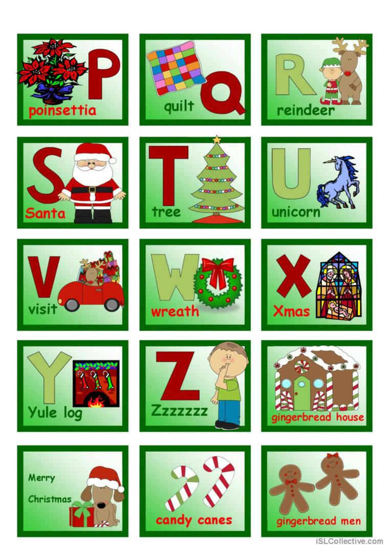 Christmas Abc Cards Classroom Poster…: English Esl Worksheets Pdf in Christmas Alphabet Cards