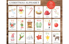 Christmas Abc, Counting Poster, Flashcards Printable for Christmas Alphabet Flashcards