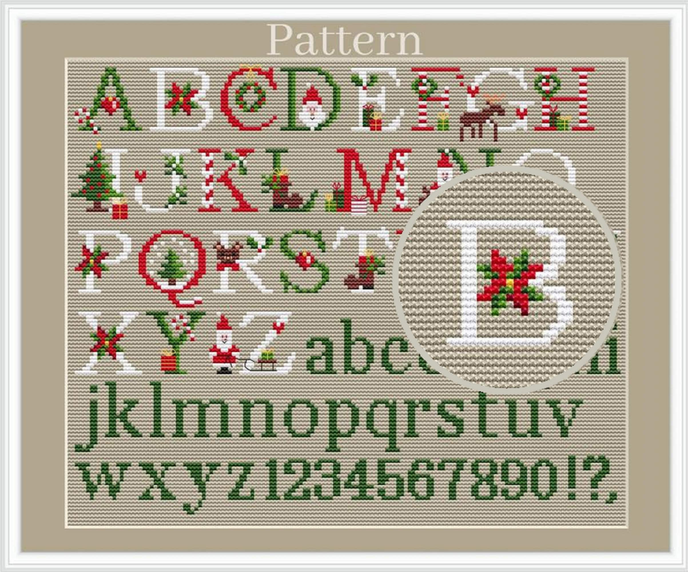 Christmas Alphabet Cross Stitch Pattern, Christmas Fonts, Cross with regard to Cross Stitch Christmas Alphabet Patterns