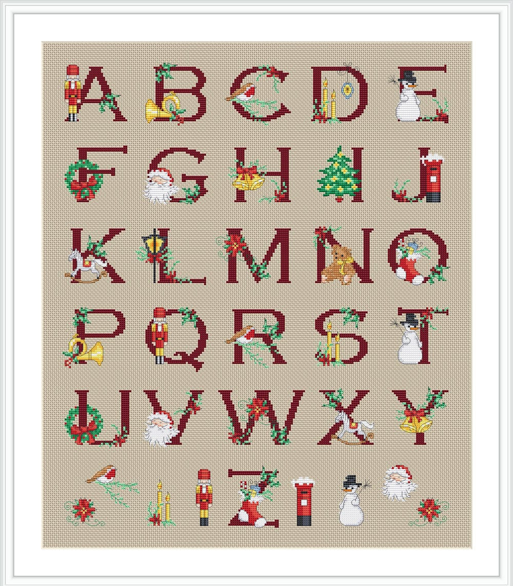 Christmas Alphabet Cross Stitch Patternlucie Heaton, Pdf pertaining to Cross Stitch Christmas Alphabet Patterns