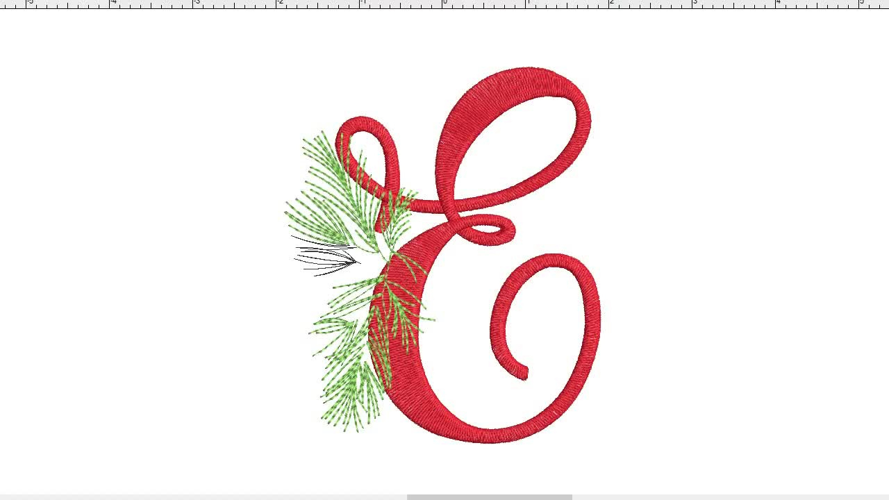 Christmas Alphabet Embroidery Design, E Letter, Pine Cone, Font, Machine Embroidery File, Instant Download inside Christmas Alphabet Embroidery Design