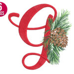 Christmas Alphabet Embroidery Design, G Letter, Pine Cone, Font Throughout Christmas Alphabet Embroidery Design