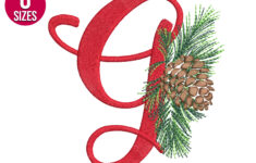 Christmas Alphabet Embroidery Design, G Letter, Pine Cone, Font throughout Christmas Alphabet Embroidery Design