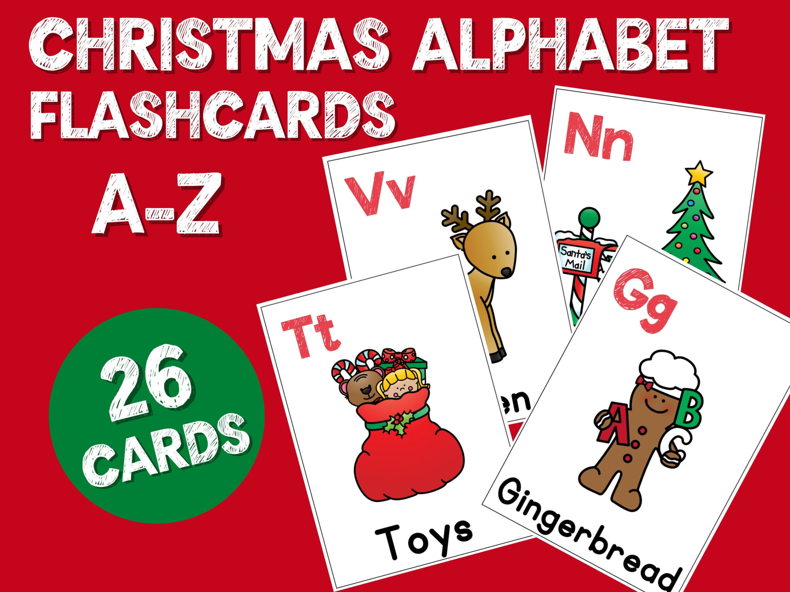 Christmas Alphabet Flashcards - Etsy in Christmas Alphabet Flashcards