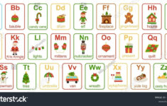 Christmas Alphabet Flashcards Kids Learning Alphabet Stock Vector in Christmas Alphabet Cards