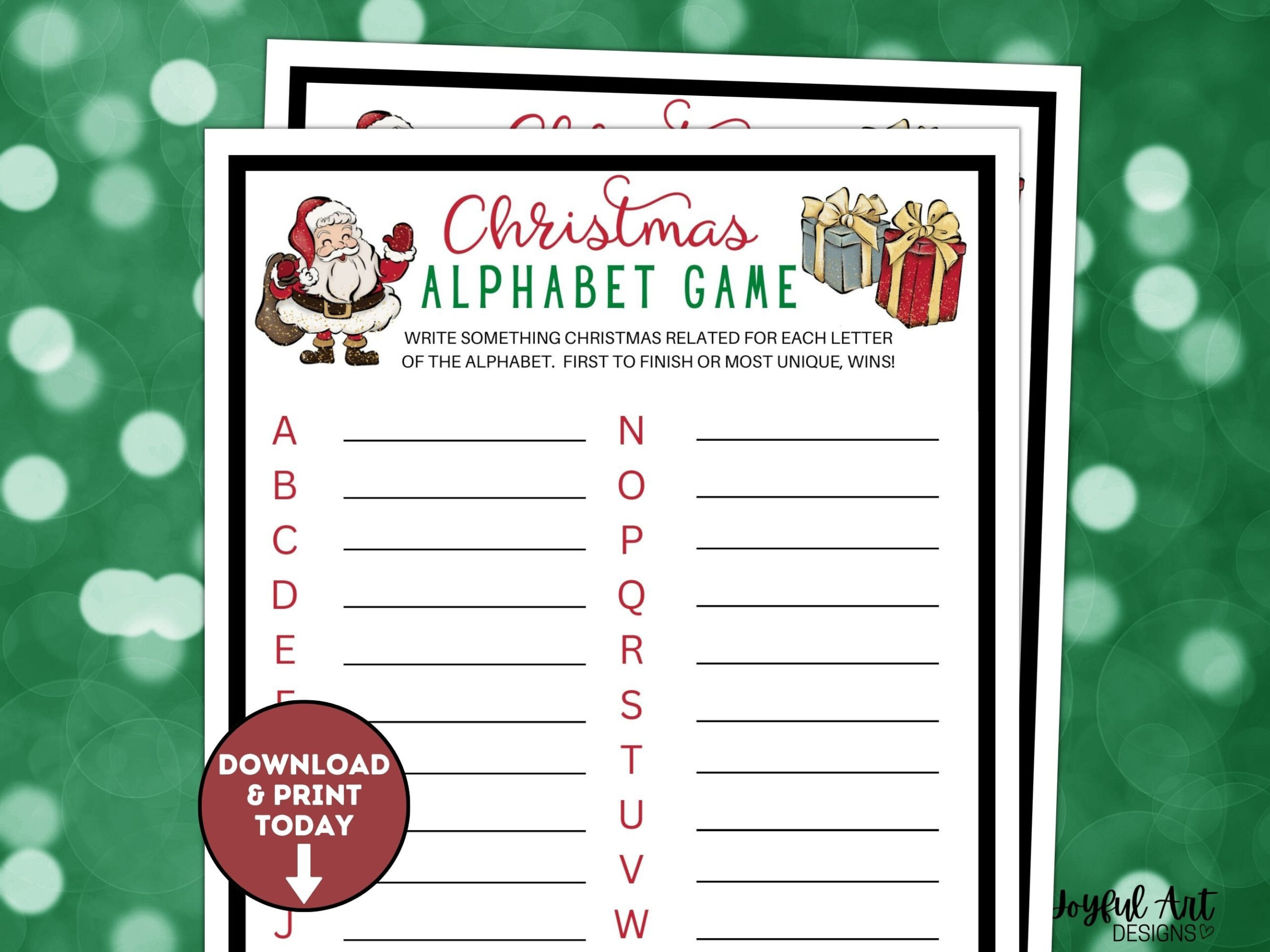 Christmas Alphabet Game / Christmas A-Z List / Christmas Party in Alphabet Christmas Game