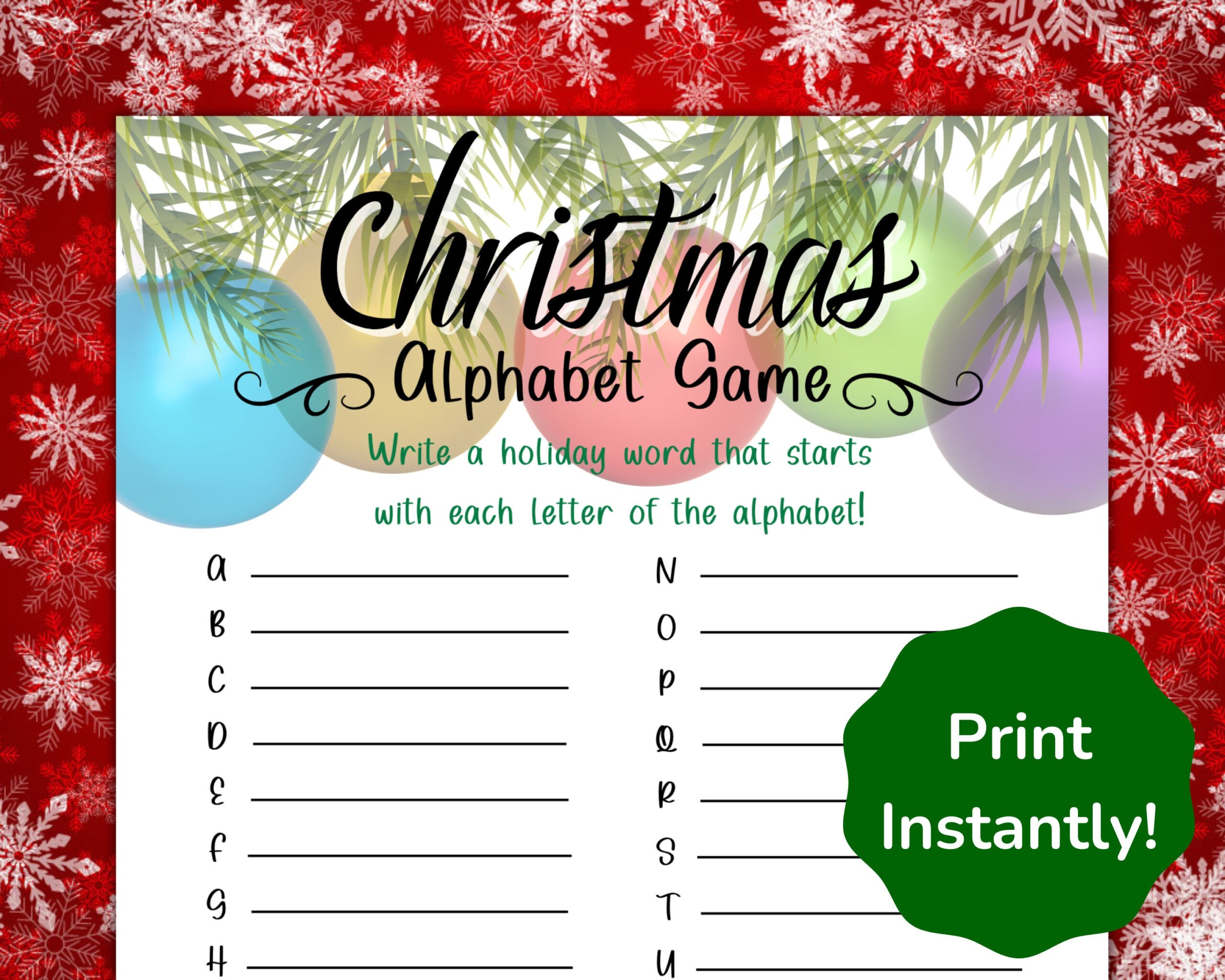 Christmas Alphabet Game, Christmas Games For Kids &amp;amp; Adults for Christmas Alphabet Drinking Game