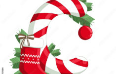 Christmas Alphabet. Illustration Of Letter C With Tree, Sock And in Christmas Alphabet Letter C