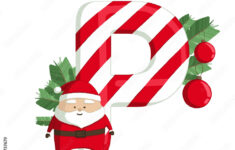 Christmas Alphabet. Illustration Of Letter P With Tree, Santa And pertaining to Christmas Alphabet Letter P