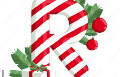 Christmas Alphabet. Illustration Of Letter R With Tree, Gift And inside Christmas Alphabet Letter R