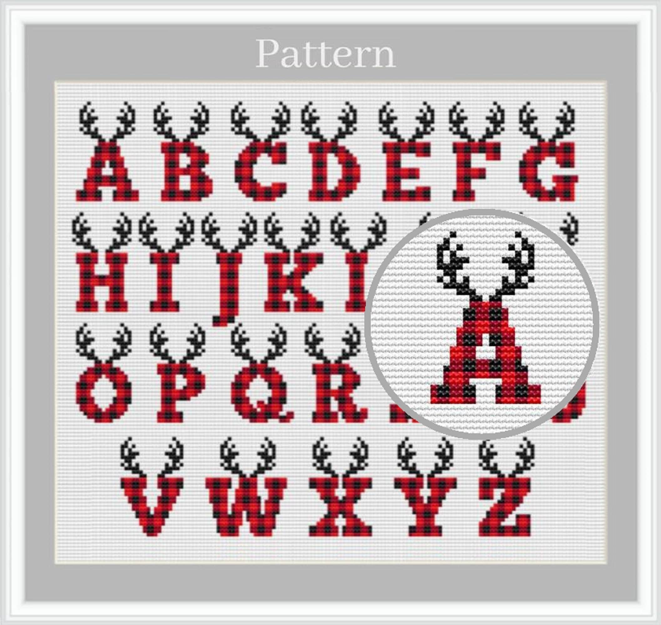 Christmas Alphabet Kreuzstichmuster, Buffalo Plaid Alphabet regarding Christmas Alphabet Cross Stitch Patterns