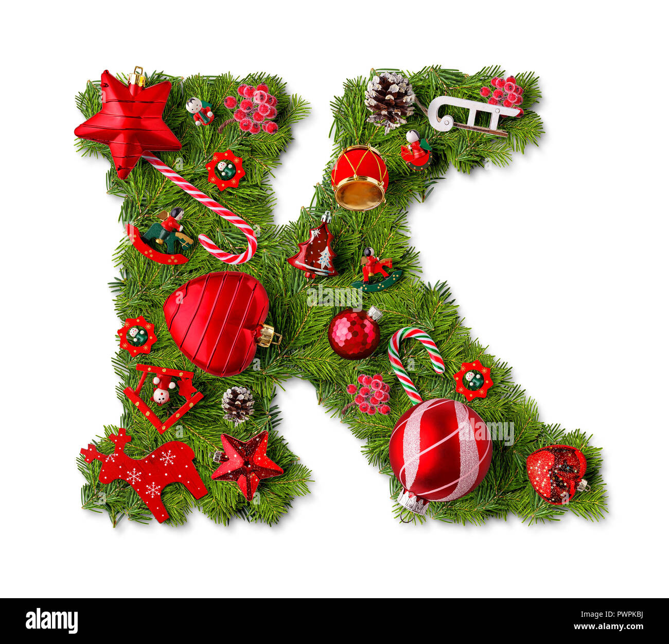 Christmas Alphabet Letter K Isolated On White Stock Photo - Alamy inside Christmas Alphabet Letter K