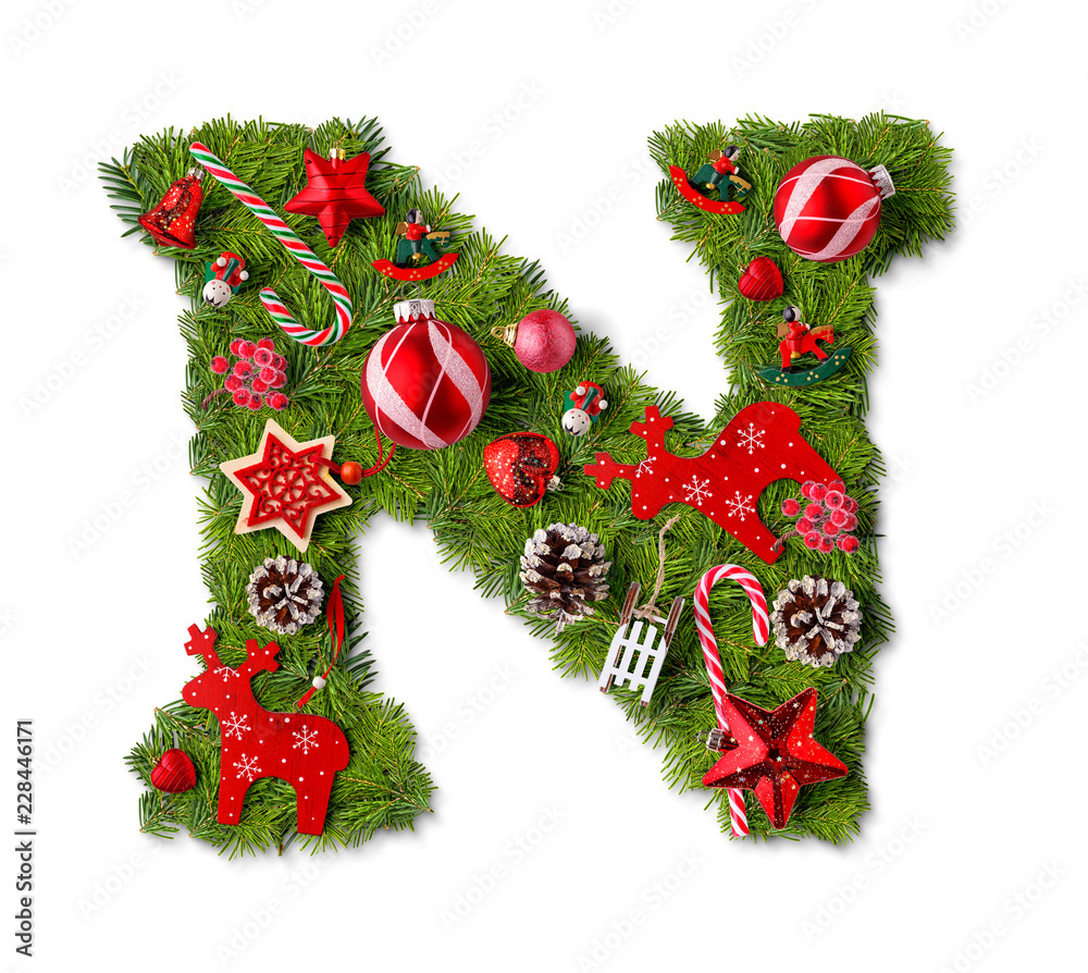 Christmas Alphabet Letter N Stock-Foto | Adobe Stock with Christmas Alphabet Letter N