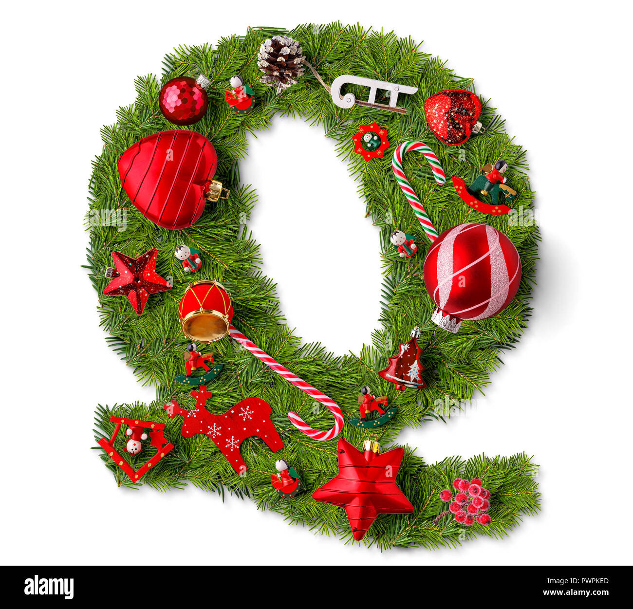 Christmas Alphabet Letter Q Isolated On White Stock Photo - Alamy with regard to Christmas Alphabet Letter Q