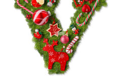 Christmas Alphabet Letter V Isolated On White Stock Photo - Alamy inside Christmas Alphabet Letter V