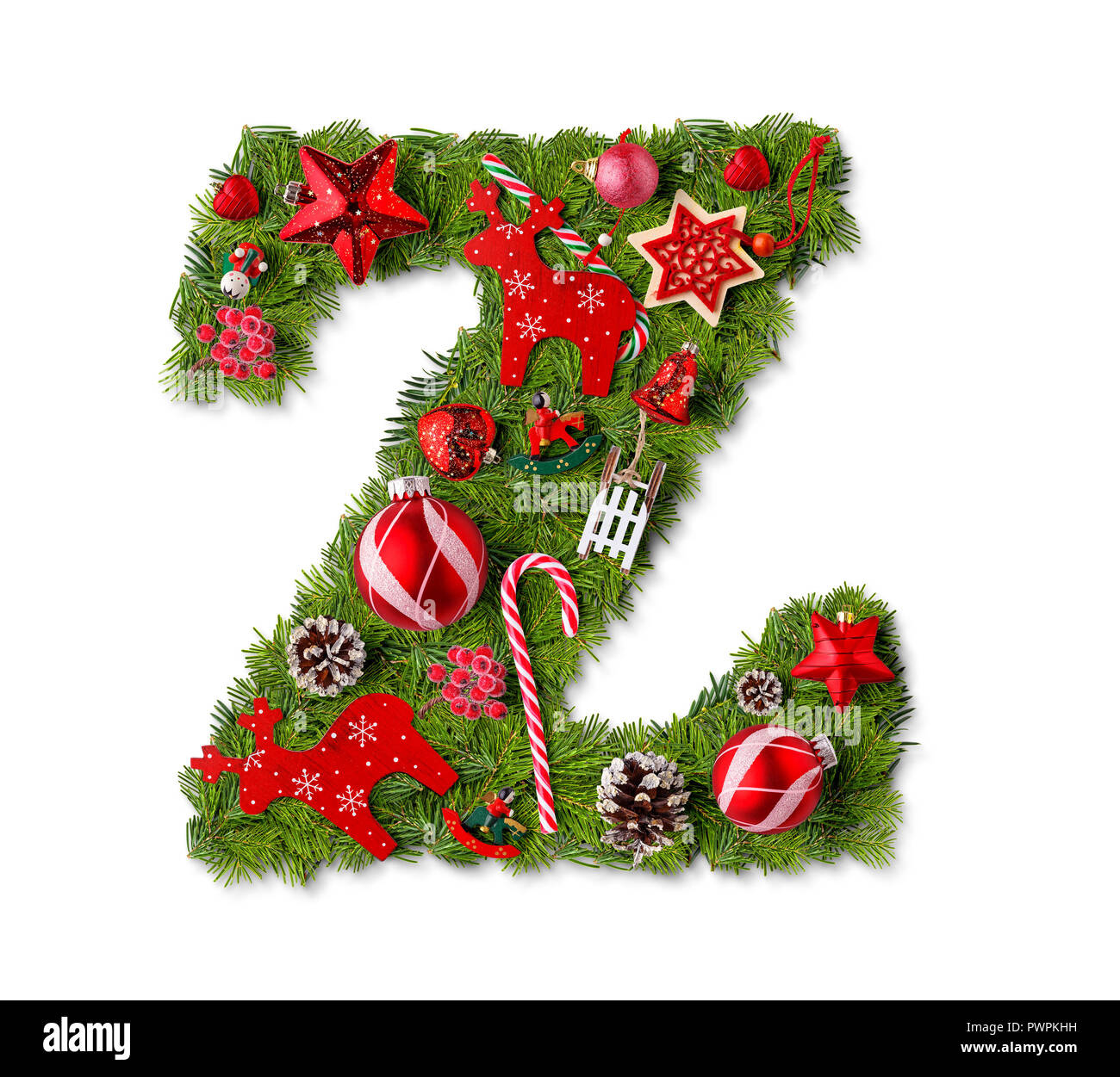 Christmas Alphabet Letter Z Isolated On White Stock Photo - Alamy intended for Christmas Alphabet Letter Z