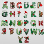 Christmas Alphabet Letters Embroidered Motif Fabric Iron On Patch Inside Alphabet Of Christmas