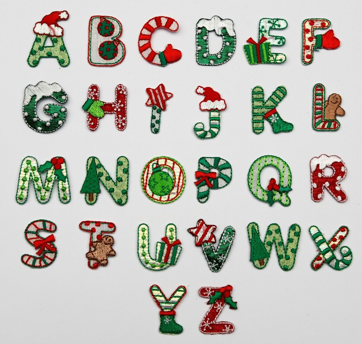 Christmas Alphabet Letters Embroidered Motif Fabric Iron On Patch inside Alphabet Of Christmas