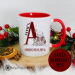 Christmas Alphabet Mug, Personalised Red Santa Christmas Mug Intended For Alphabet Christmas Mugs