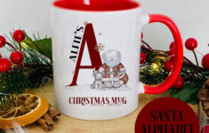 Christmas Alphabet Mug, Personalised Red Santa Christmas Mug intended for Alphabet Christmas Mugs