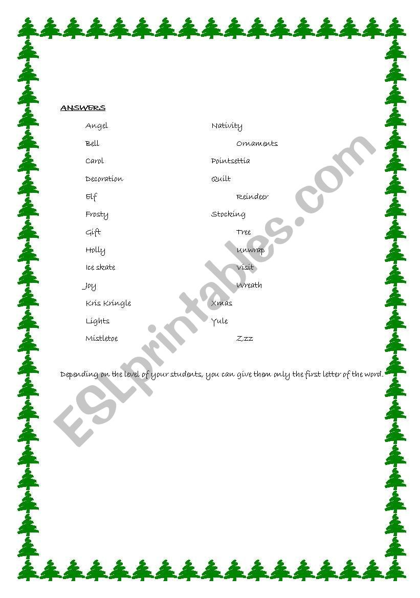 Christmas Alphabet Quiz - Esl Worksheetmarierose within Christmas Alphabet Answers