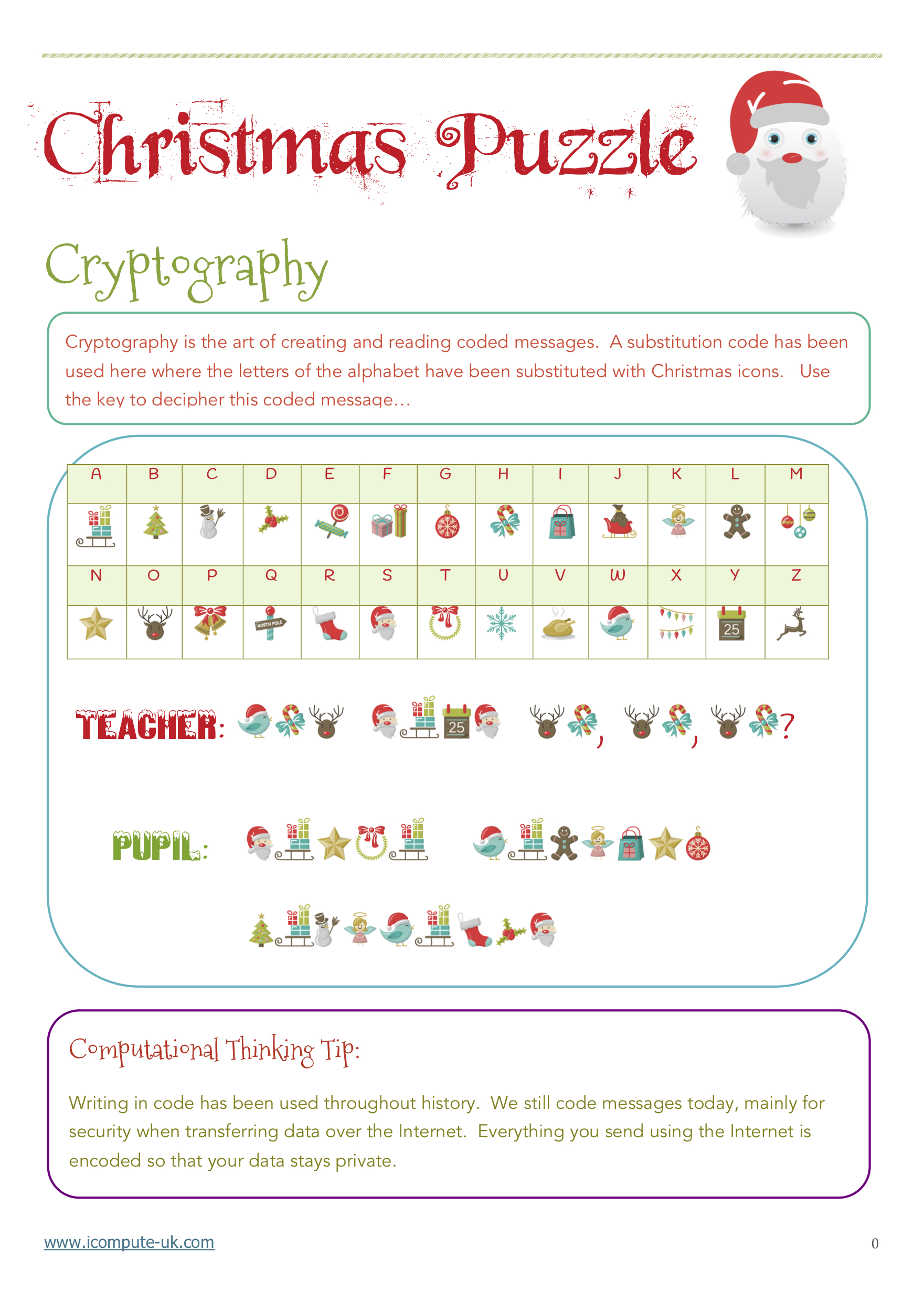 Christmas Computing Get Jolly Good At Coding - Icompute intended for Christmas Alphabet Code