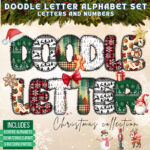 Christmas Doodle Letters And Numbers Clip Art, Uppercase Alphabet Intended For Christmas Themed Alphabet