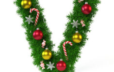 Christmas Font Isolated On White 3D Rendering, Letter V Stock for Christmas Alphabet Letter V