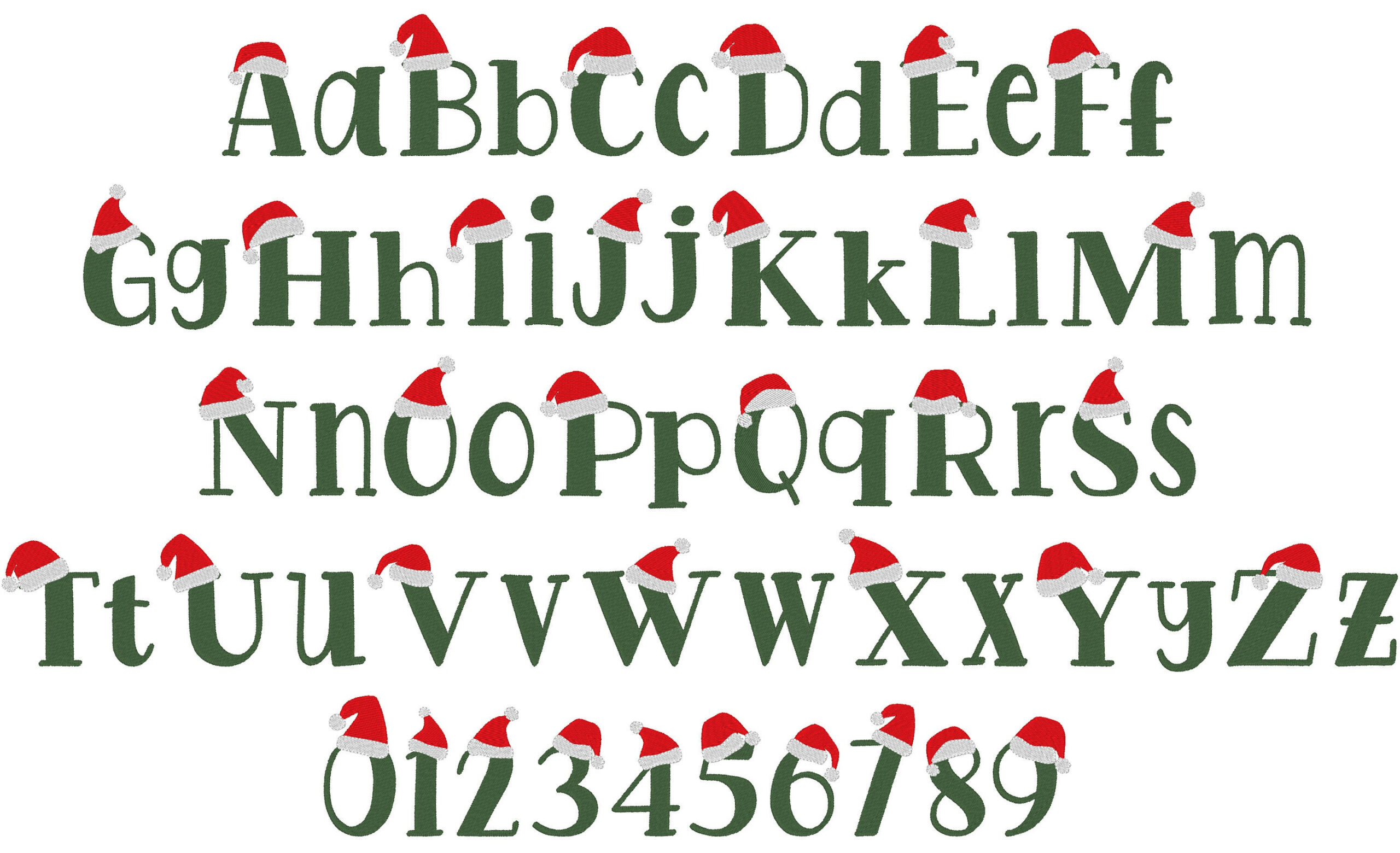 Christmas Font With Santa Hat Alphabet Machine Embroidery Designs in Christmas Embroidery Alphabet