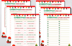 Christmas Game Bundle, Printable Christmas Party Games Instant with Christmas Alphabet Challenge Answers