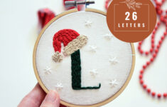 Christmas Letter Embroidery Pattern Initial Hand Embroidery Design in Christmas Embroidery Alphabet