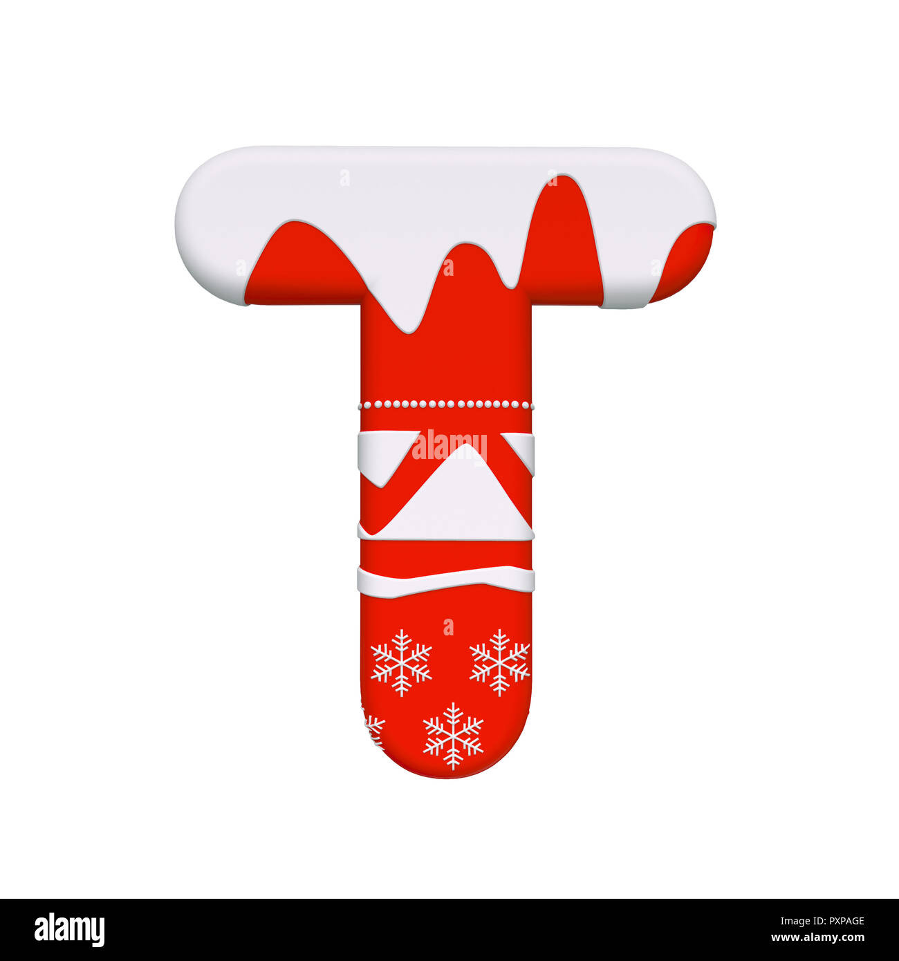 Christmas Letter T - Uppercase 3D Santa Xmas Font Isolated On with Christmas Alphabet Letter T