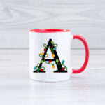 Christmas Monogram Mug Christmas Lights Mug Letter Mug Christmas In Alphabet Christmas Mugs