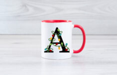 Christmas Monogram Mug Christmas Lights Mug Letter Mug Christmas in Alphabet Christmas Mugs