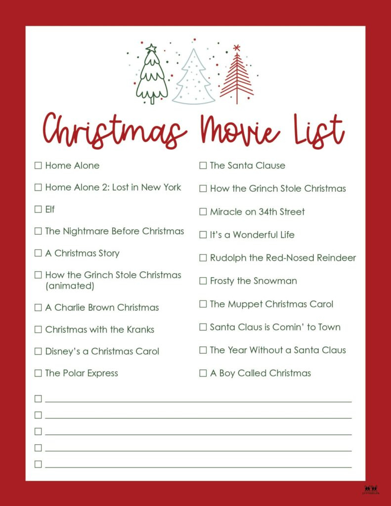 Christmas Movie Lists | Printabulls with regard to Alphabetical List Of Christmas Movies